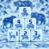 12PCS 16mm White Acrylic Printed D6 Dice Set, Blue and White Porcelain Wild Animal Pattern Six-Sided Dice, Deer Horse Tiger Elephant Fox Bull Graphic Dice for DND RPG Tabletop Game Gaming Gift