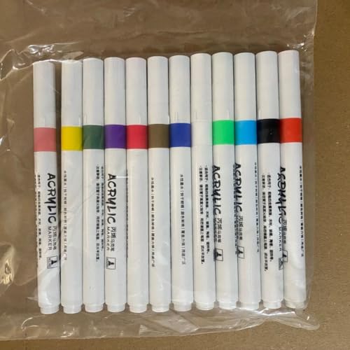 12 Pcs Acrylic Paint Markers, Water Based Ink Pens with Fast Drying Color, Sunlight Color Stability, Strong Coverage, Multi Surface Painting on Metal, Wood, Glass, Ceramic, Plastic, DIY Craft Art