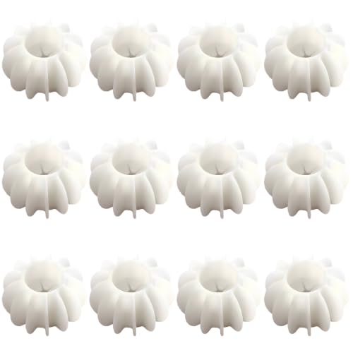 12 Pcs Agitator Balls for Washing Machine, Reusable Laundry Balls, Soft Elastic Polymer Laundry Scrubber, Pumpkin Shape Segmented Design, Tangle Free for Front Load Washer, White