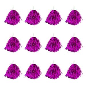 12pcs Cheerleader Pom Poms with Baton Handle Blue Metallic Pompoms for Kids Adults Sport Team Party Dance Cheering