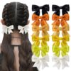 12Pcs Hair Bows Clips for Women Silky Satin Cute Bow Clips for Girls Short Tail Hair Ribbon Alligator Barrettes French Hair Accessories(Black/Yellow/Orange/White)