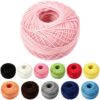 12 Pcs Multicolor Embroidery Thread Set, Rayon Thread Crochet Balls for Cross Stitch, Hand Embroidery, Sewing, Handmade Projects, Assorted Colors