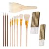 12 Pcs Pottery Glaze Brushes Ceramic Painting Brush Set Mop Sumi Fan Glazing Brush Different Shape Acrylic Painting Brushes Professional Oil Painting Brushes Pottery Tools