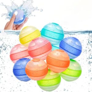 12 Pcs Reusable Water Balloons for Kids, Quick Fill, Self Sealing, Silicone, Refillable Water Balloons, Backyard, Pool, Beach Water Games for Boys & Girls, Water Toys for Kids Ages 4-8