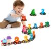 12pcs Toddler Wooden Magnetic Train Set, Preschool Math Learning Activities