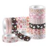 12 Rolls Halloween Washi Tape Pink Halloween Pumpkin Ghost Flower Prints Masking Tape 16.4Ft Cute Decorative Boho Design Tape Stickers for Halloween Scrapbook Journal DIY Art Craft Gift Wrapping