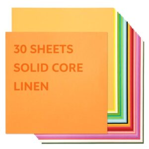 12x12 Inch Textured Solid Color Cardstock Bulk 220gsm Linen Card Stock Thick Construction Paper 30 Colors for Scrapbook Art and Crafts