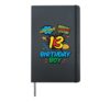 13 Birthday Boy Comic 13th Bday Superhero Party Boys Teens Hardcover Journal, Black