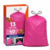 13 Gallon Tall Kitchen Trash Bags, Pink Watermelon Scented
