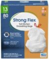 13 Gallon Tall Kitchen Trash Bags, Strong Flex Drawstring Garbage Bags, 80 Count, Heavy Duty Leak-Resistant Waste Bags for Home and Kitchen