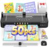 13 Inch Laminator Machine with Sheets 50pcs, Paper Trimmer Corner Rounder Scale Line, NTC Control 11x17 ABS Anti-Jam Dual Hot Cold Mode 90s Preheat Laminating Machine for A3A4A5A6 Teacher Home Office
