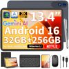 13 inch Tablet with Keyboard - 2026 Gemini AI Android 16 Tablet,Black Case