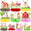 13pcs Farm Animal Party Honeycomb Centerpieces Farm themed Birthday Party Decorations Farm Animal Centerpiece Decoration for Barnyard Birthday Baby Shower Barn Party Supplies