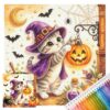 14CT Cross Stitch Kit Halloween Cat 30x30cm Printed Canvas Cotton