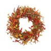 14 Inch Fall Door Wreath, Artificial Harvest Large Handmade Front Door Wreath with Berries and Maple Leaves,Thanksgiving Orange Fall Door Wreath for Outdoor Wall Indoor Farmhouse Home Decoration