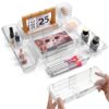14 Pcs Clear Drawer Organizer - 3 Sizes, Adjustable Drawer Storage Box, Desk Drawer Organizer, Acrylic Storage Bins for Makeup, Cosmetic, Kitchen Utensils, Bedroom Dressers Tool Organizer for Gadgets