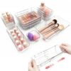 14PCS Clear Expandable Drawer Organizer Trays for Bathroom & Vanity Drawer