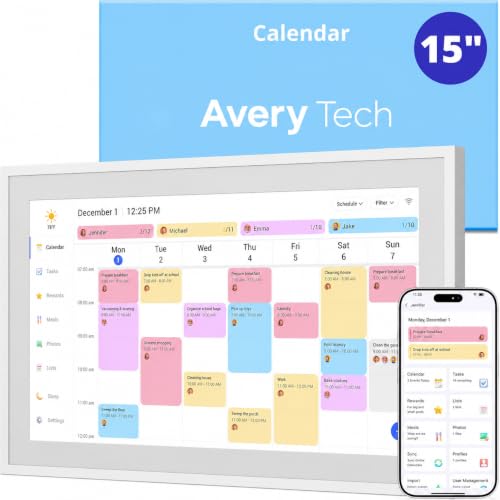15-inch Smart Wall Planner & Digital Calendar for Family - Interactive Touchscreen Chore Chart and Grocery List - 2026 Ready High-Definition WiFi Schedule Organizer with Wall Mount Hardware
