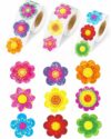 1500pcs Glitter Foil Holographic Floral Stickers Roll Self Adhesive