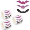 1500 PCS Halloween Bat Stickers, Waterproof Laser Sparkly Self-Adhesive Decals, 3 Designs Roll Stickers for Cards, Invitations, Envelopes, Gift Wrapping, Crafts (Colorful)