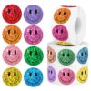 1500Pcs Smiling Glitter Stickers, 1inch 24 Colored Sparkly Foil Happy Stickers, Rewarding Student Behaviour, School Classroom Teacher- 3 Rolls