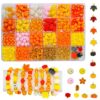 1500pcs Thanksgiving Fall Beads Charms for Jewelry Making, Bracelets Beads Kit with Autumn Theme Maple Leaf Pumpkin Clay Beads Pearl Star Spacer Beads for Thanksgiving Theme Accessories DIY