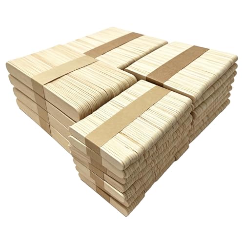 1500 Pcs Wooden Craft Sticks Set, 4 Sizes Unfinished Wood Sticks, 2.56 in, 3.66 in, 4.49 in, 5.91 in, Smooth Edge for Ice Pop, DIY Handcraft, Model Building, Art Projects, Classroom Supplies