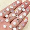 150Pcs Halloween Nail Art Charms Cute Mixed Ghost Nail Rhinestones Heart Ghost Nail Gems Cute Cartoon Mini Pumpkin Ghosts Nail Jewelry Halloween Acrylic Nails Supplies for Women Decorations Tips