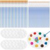 150 Pcs Paint Brushes Palettes Set, 100 Pcs Nylon Painting Brushes and 50 Pcs Round Paint Trays, Art Acrylic Painting Supplies for Oil and Watercolor Painting