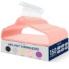 150 Pieces Velvet Hangers - Space Saving Heavy Duty Slim Suit Clothes Hanger Set with 360 Degree Swivel Metal Hook, Can Hold Up to 10 Lbs. for Coats, Jackets, Pants & Dress (Pink)