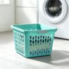 1.5 Bushel Square Plastic Laundry Basket with Comfort Grip Handles, Ventilated Laundry Hamper, Teal
