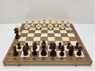 15 Inch Magnetic Folding Wooden Chess Set, Classic Staunton Magnetic Chess Pieces, Foldable Chess Board with Built-in Storage Slots, Portable Travel Strategy Board Game Gift for Adults Kids Beginners