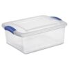 15 Quart Clear Plastic Storage Bin with Latching Lid, Stackable Container