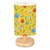16-Color Table Lamp, Learning Adjustable Light Bedside Lamp with Wood Base
