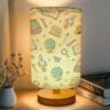 16-Color Table Lamp, Learning Adjustable Light Bedside Lamp with Wood Base