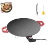 16-Inch Nonstick Round Indoor Electric Grill with Adjustable Temperature Control, 1000W Fast Heating, Oil Drain, and Reduced Smoke Design for Steaks, Burgers, Pancakes, and BBQ