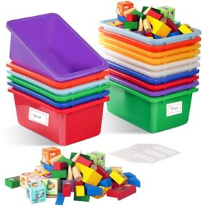 16-Pack Colorful Classroom Storage Bins, Plastic Cubby Book Bins for Classroom Organization, Book & Toy Storage Organizer, Perfect for Classroom Library, Shelves, STEM Centers, Daycare & Homeschool