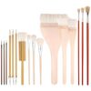 16-Piece Wool Glaze Brushes for Pottery, Wood Handle Brush Set with Soft Brush Heads, Chinese Calligraphy Pens for Watercolor, Oil Painting, Ceramic Fine Art and Crafting