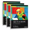 160gsm Small Sketch Books 9 x 12In, 3 Pack Colorful Drawing Sketch Pads