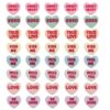 160 Pcs Light Green Valentine Heart Resin Accessories, Red Letter Small Ornaments, Plastic Sweet Conversation Pieces for Crafts, Hair Clips, Necklaces, Fridge Magnetic Pieces
