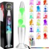 16 Inch LED Liquid Motion Lamp with Remote Control - 17 Color-Changing Mood Night Light, 4 Modes & 3 Brightness Levels, Classic Silver Aluminum Base Relaxing Novelty Lamp for Bedroom, Desk, Room Decor