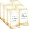 16 Pack 5x7" Gold Acrylic Sign Holders with Detachable Base for Wedding