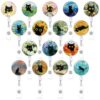 16 Pack Badge Reels Bulk Cute Retractable Id Badge Holders Retractable Clip with Cord Belt Clip Keychain for Nurse Doctor Hospital Teacher Student Office Access Card(Black Cat)