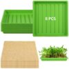 16 PCS Jute Grow Mat Tray Set, 8 Reusable Trays and 8 Absorbent 10 in x 10 in Jute Mats, Organic Breathable Soilless Growing Kit for Microgreens, Indoor Hydroponic Cultivation and Seed Starting