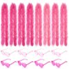 16 Pcs Pink Boa Set with Heart Sunglasses, 6-Foot Fluffy Pink Feather Boa Bulk for Party Decor, Jumbo Pipe Cleaners for DIY Crafts, Wedding Birthday Tea Christmas Favors