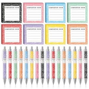 16 Set Composition Notebook Sticky Notes with Ballpoint Pens Teacher Appreciation Gifts Colorful Composition Notepad with Pens Back to School Party Favor for School Office Student Teacher Supplies