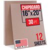 16" x 20" Brown Kraft Chipboard Sheets, 30 Pt Thick, Pack of 12