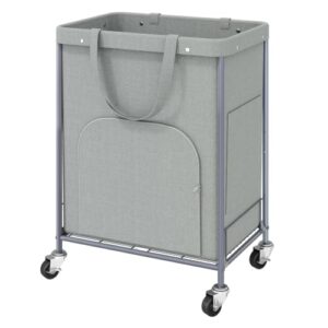 170L Large Laundry Basket with Wheels, Rolling Laundry Hamper Easy Access Clothing Minimizes Bending, Laundry Cart with 4 Silent Casters & Removable Bag for Bedroom, Bathroom, Laundry Room, Gray