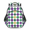 17 Inch Backpack for Kids, Carnival Print Plaids Backpack Elementary School