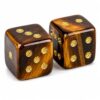 17mm Natural Tiger Eye Mahjong Dice, Brown Gold Stone for American Mahjongg